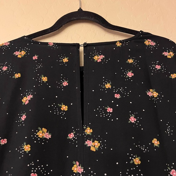 Old Navy Black Dress w/Pink & Yellow Floral Print & Tiny White Dots - Picture 12 of 15
